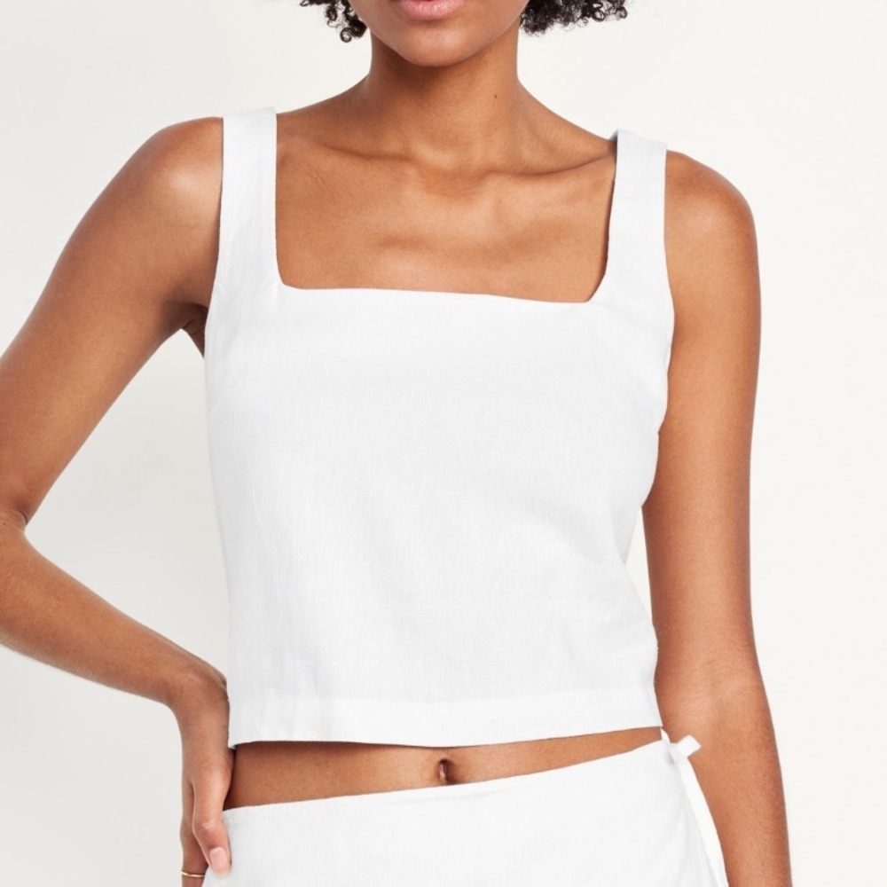 Old Navy Linen Blend Square Neck Cropped Tank